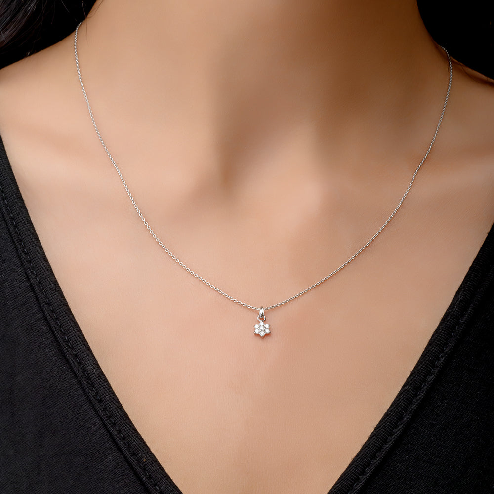 18K White Diamond Pendant - S-H046PS