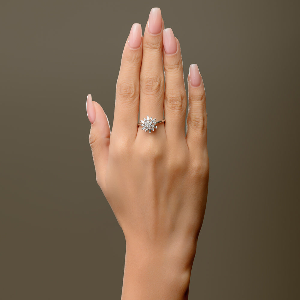 18K White Solitaire Diamond Ring - S-H054RS