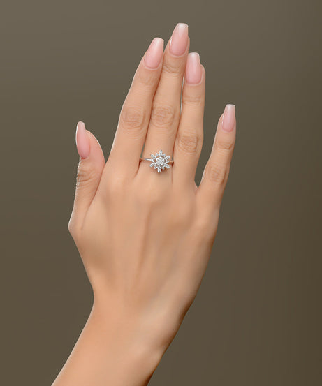 18K White Solitaire Diamond Ring - S-H057RS