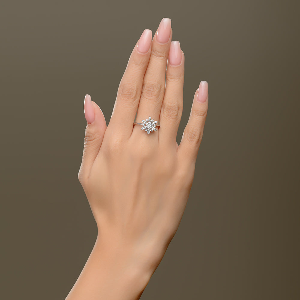 18K White Solitaire Diamond Ring - S-H057RS