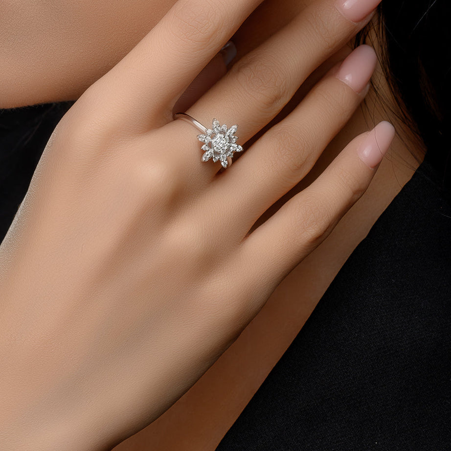 Special offer 18K White Solitaire Diamond Ring - S-H057RS