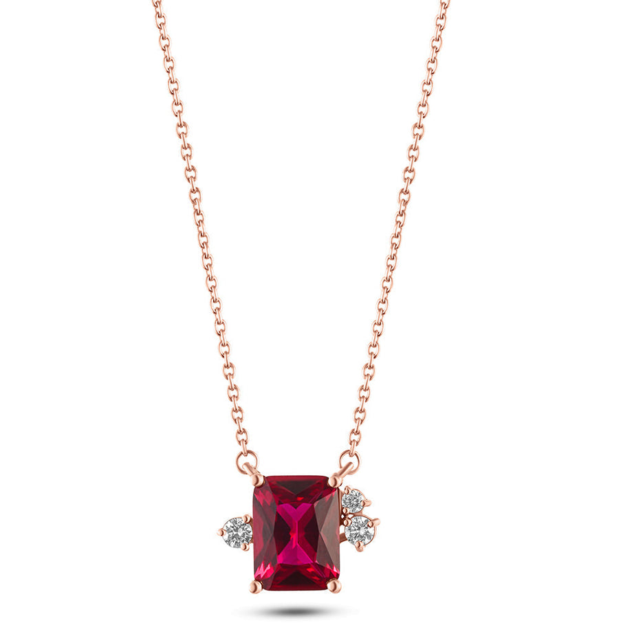 18K Belov'd Diamond Necklace Ruby Stone - S-H072PS