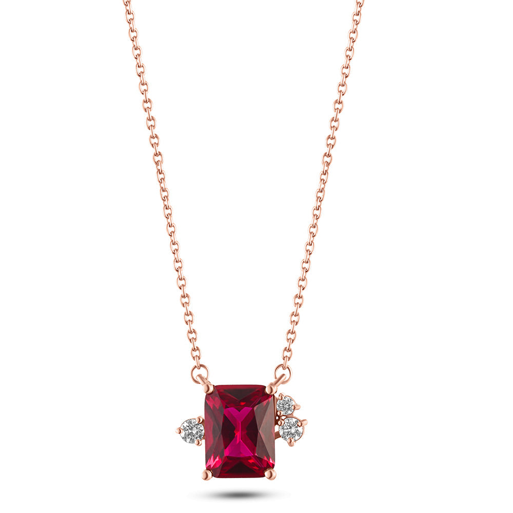 18K Belov'd Diamond Necklace Ruby Stone - S-H072PS