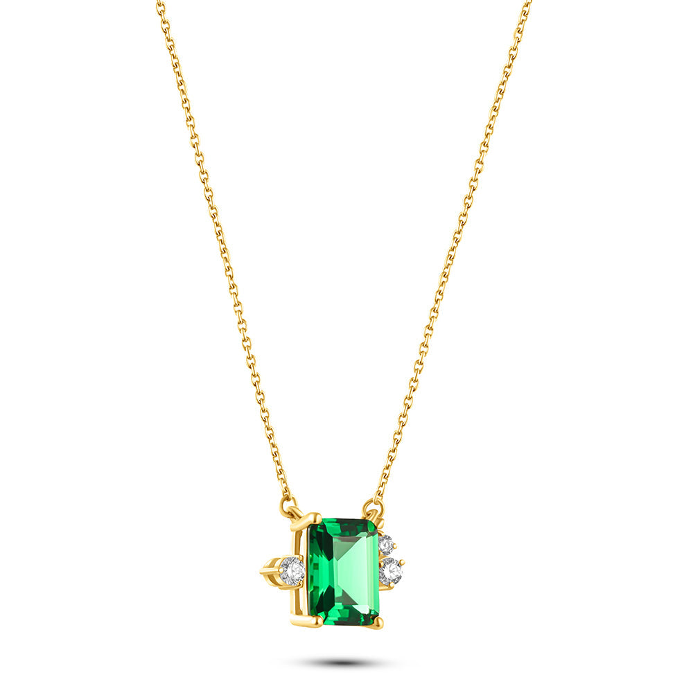 18K Belov'd Diamond Necklace Emerald Stone - S-H072PS