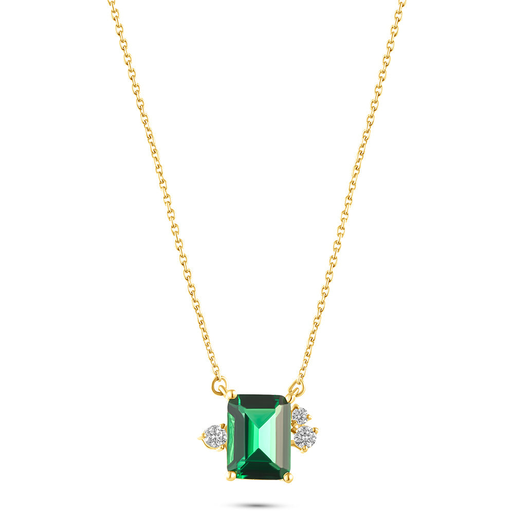 18K Belov'd Diamond Necklace Emerald Stone - S-H072PS
