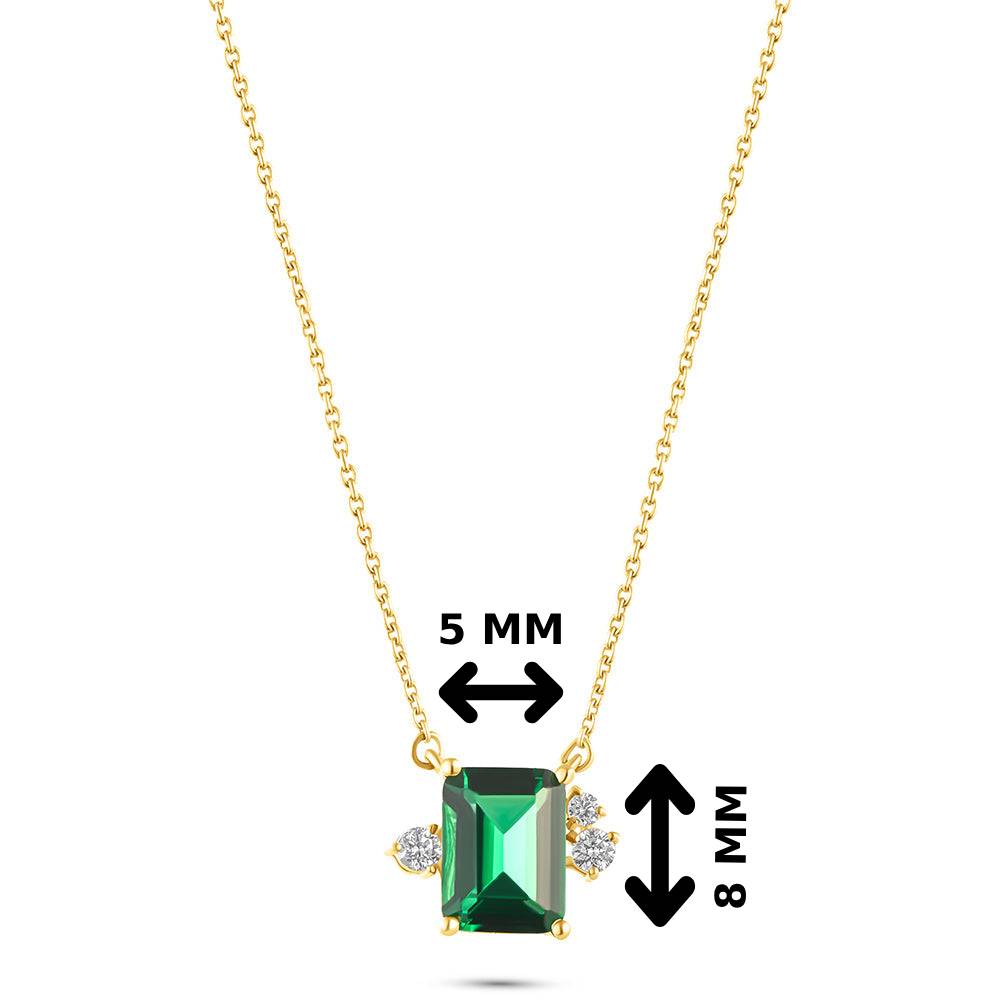 18K Belov'd Diamond Necklace Emerald Stone - S-H072PS