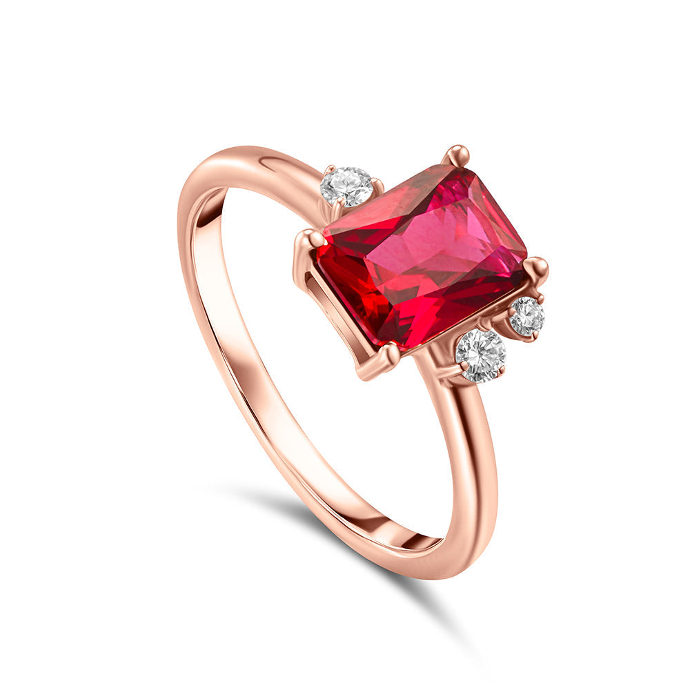 18K Belov'd Diamond Ring Ruby Stone - S-H072RS