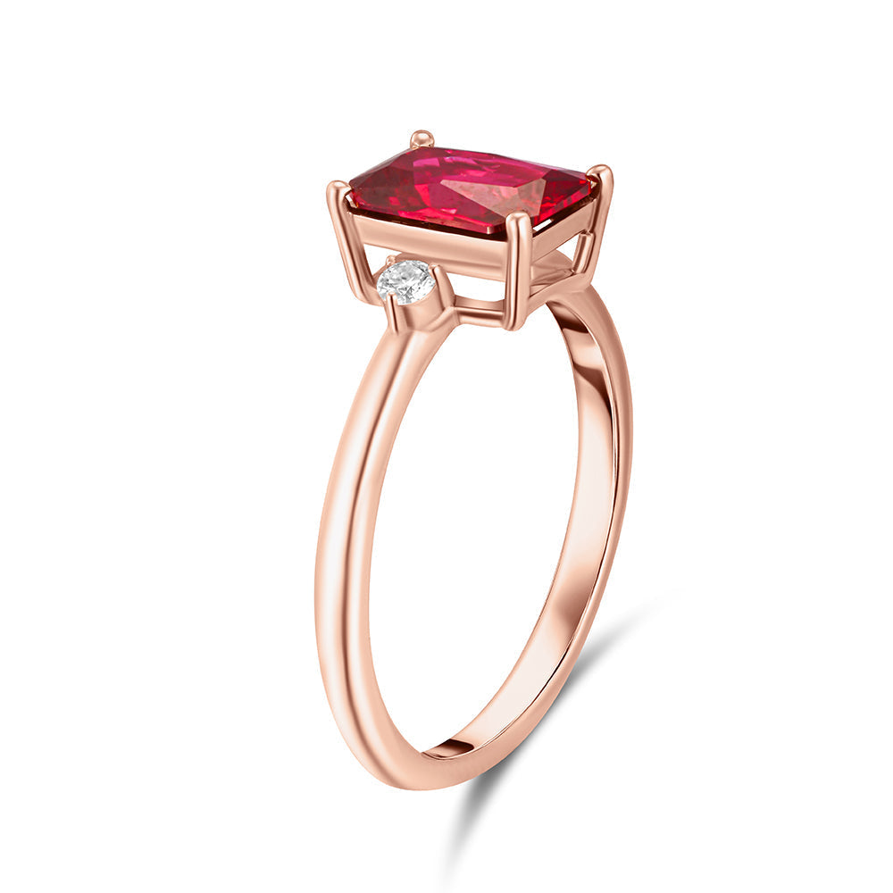 18K Belov'd Diamond Ring Ruby Stone - S-H072RS
