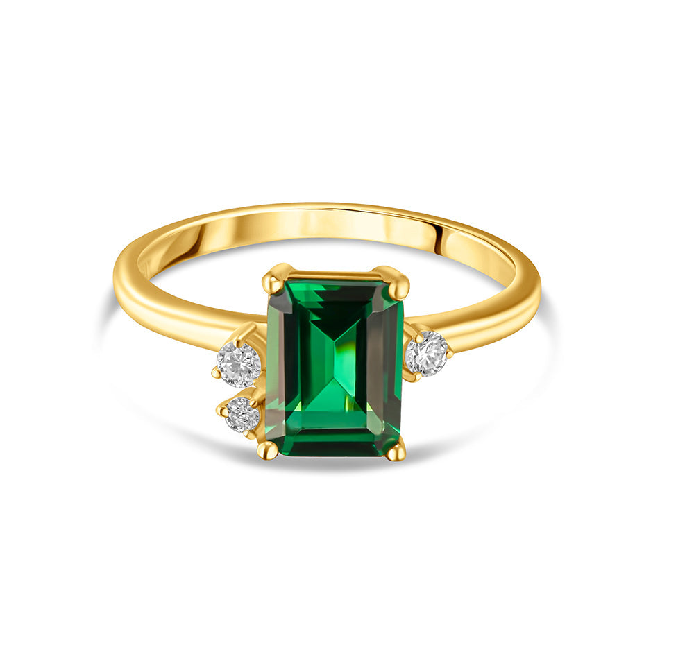 18K Belov'd Diamond Ring Emerald Stone - S-H072RS