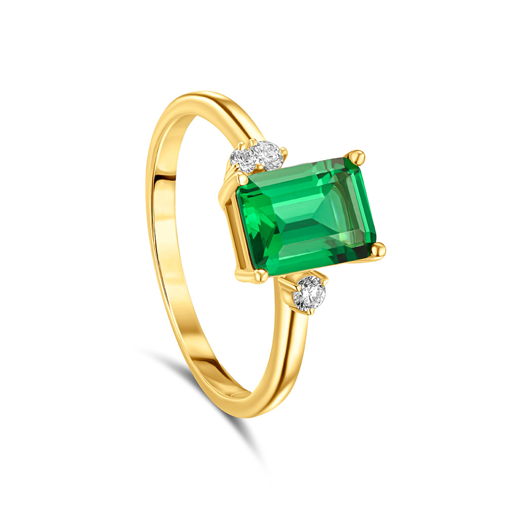 18K Belov'd Diamond Ring Emerald Stone - S-H072RS