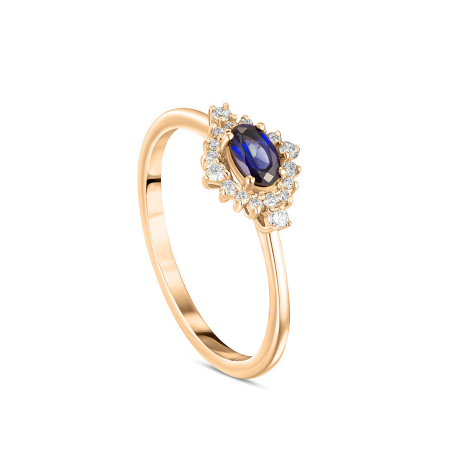 18K Belov'd Diamond Ring Sapphire Stone - S-H074RS