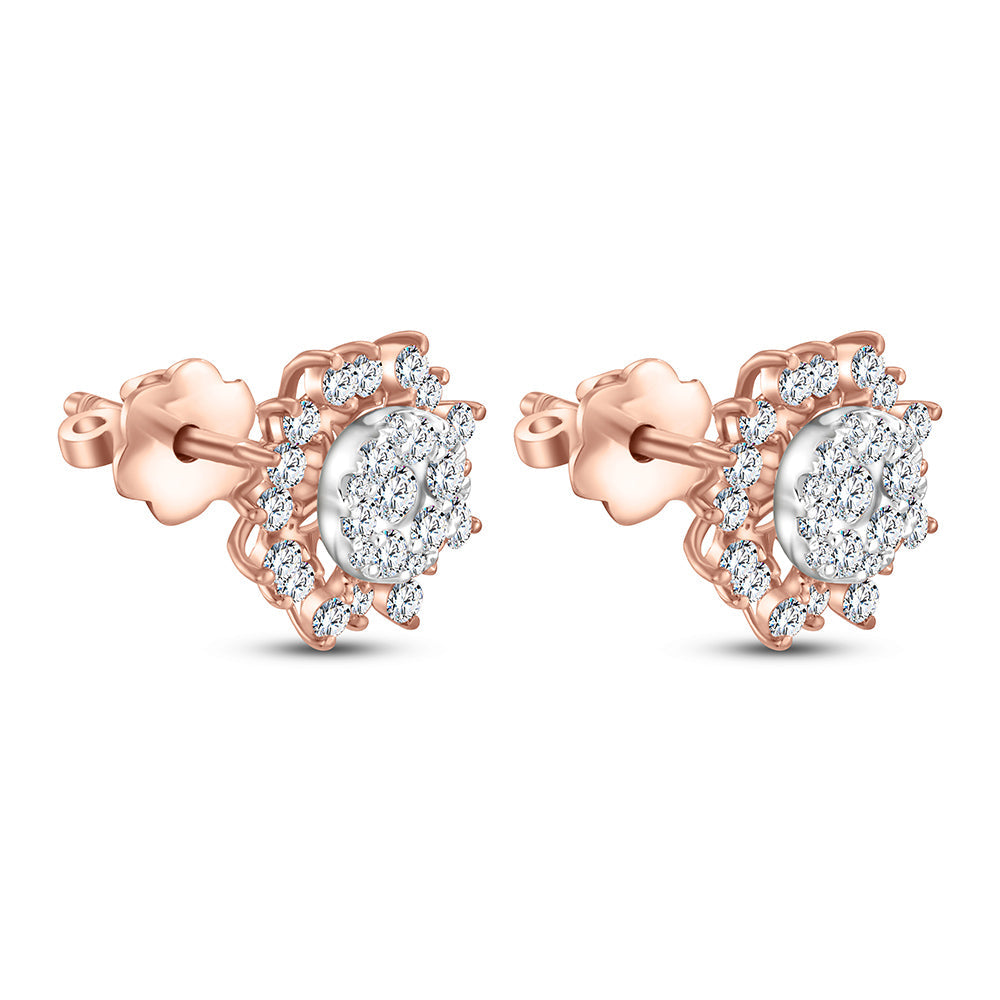 18k Rose gold Diamond Earrings - S-H076ES