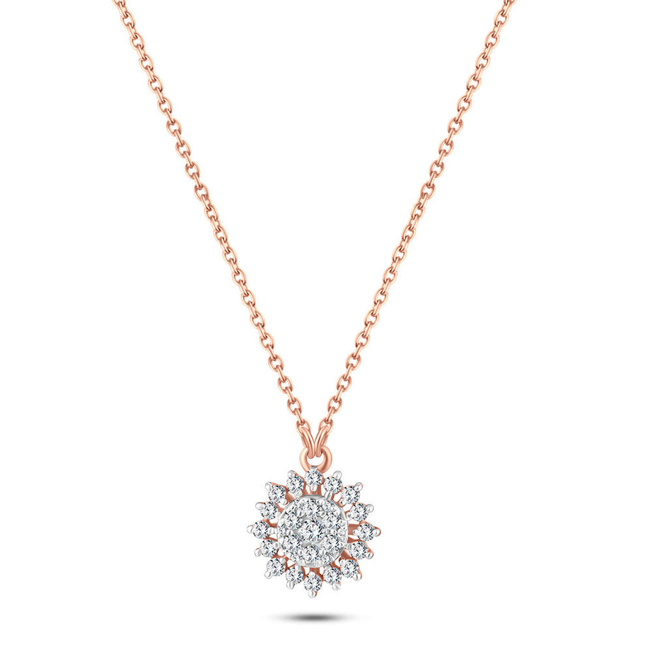 18k Round shaped gold Diamond Necklaces - S-H076PS