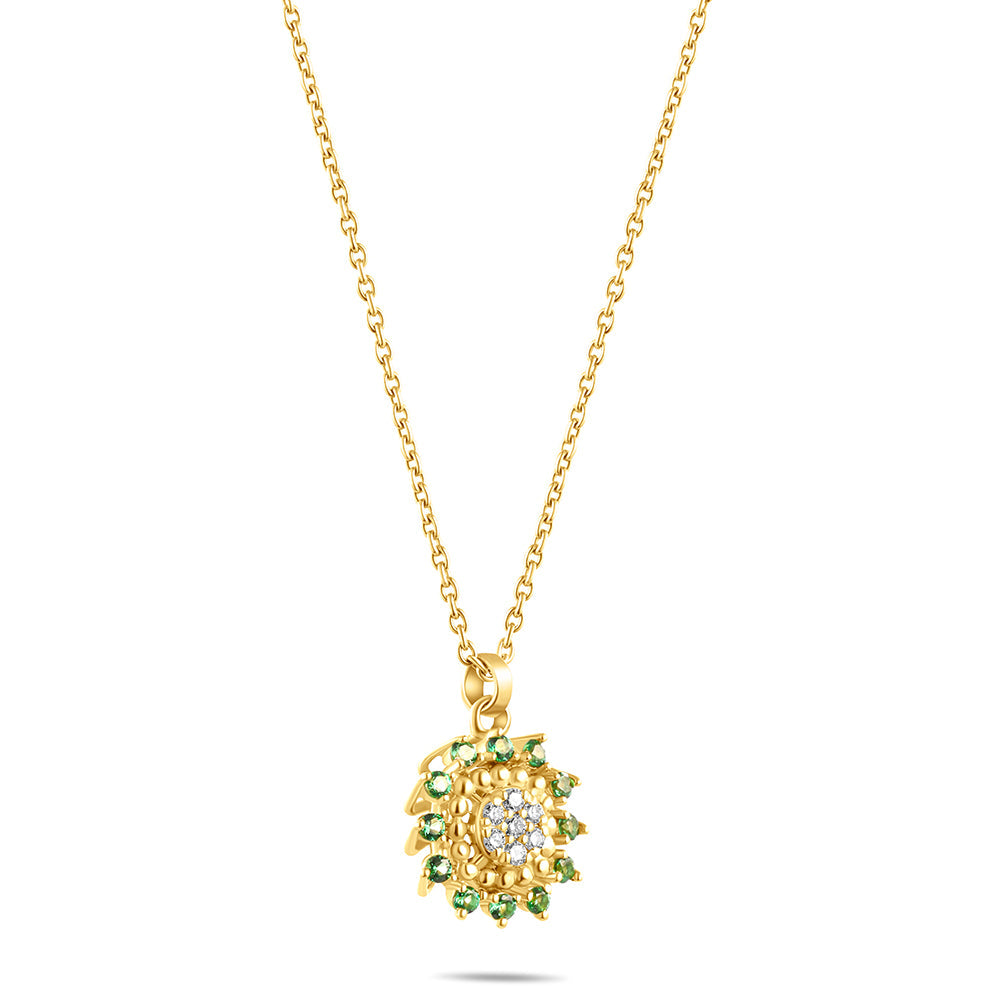 18K Belov'd Diamond Necklace Emerald Stone - S-H077PS
