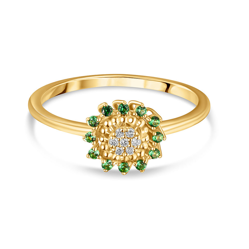 18K Belov'd Diamond Ring Emerald Stone - S-H077RS