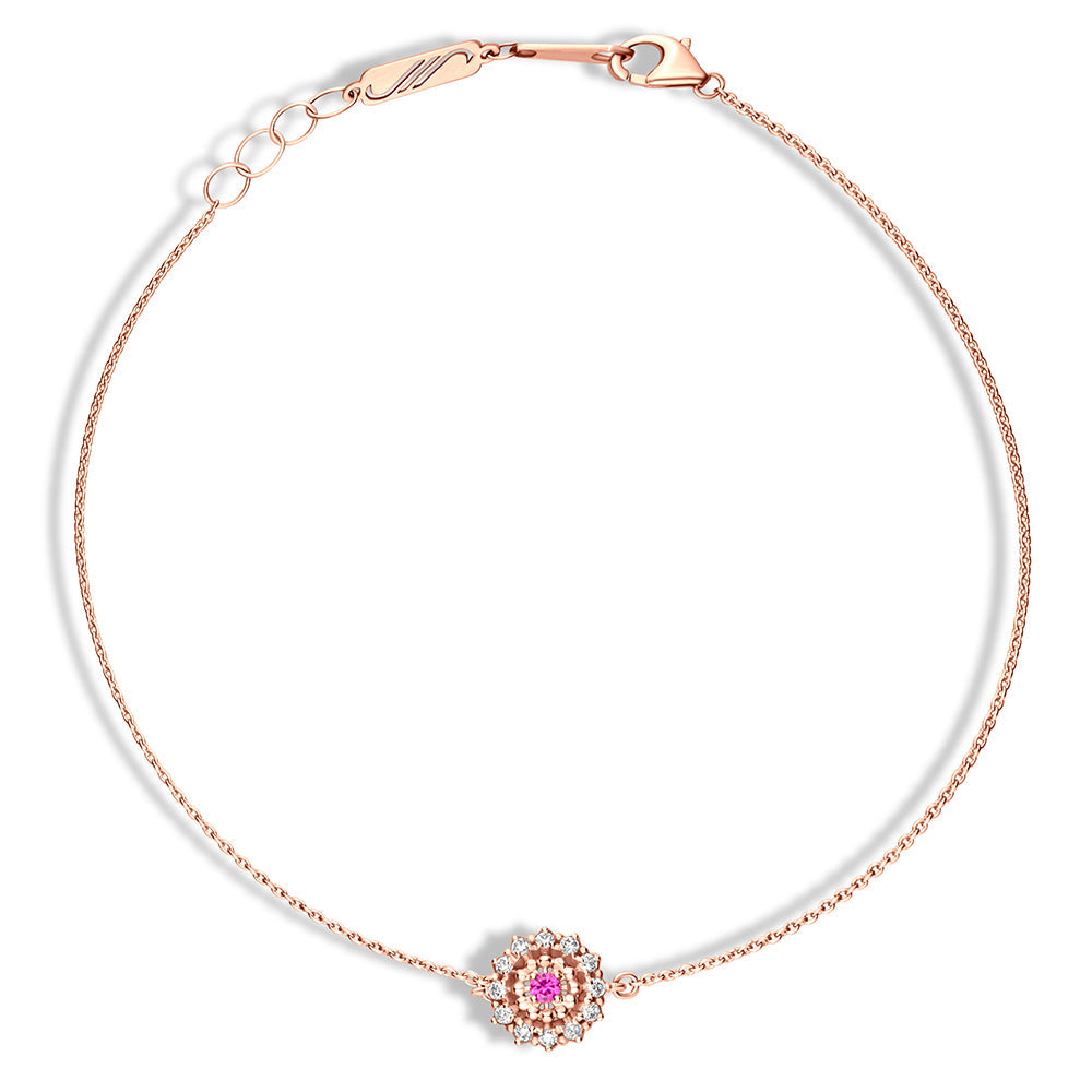 18K Belov'd Diamond Bracelet Pink Amethyst Stone - S-H078BS