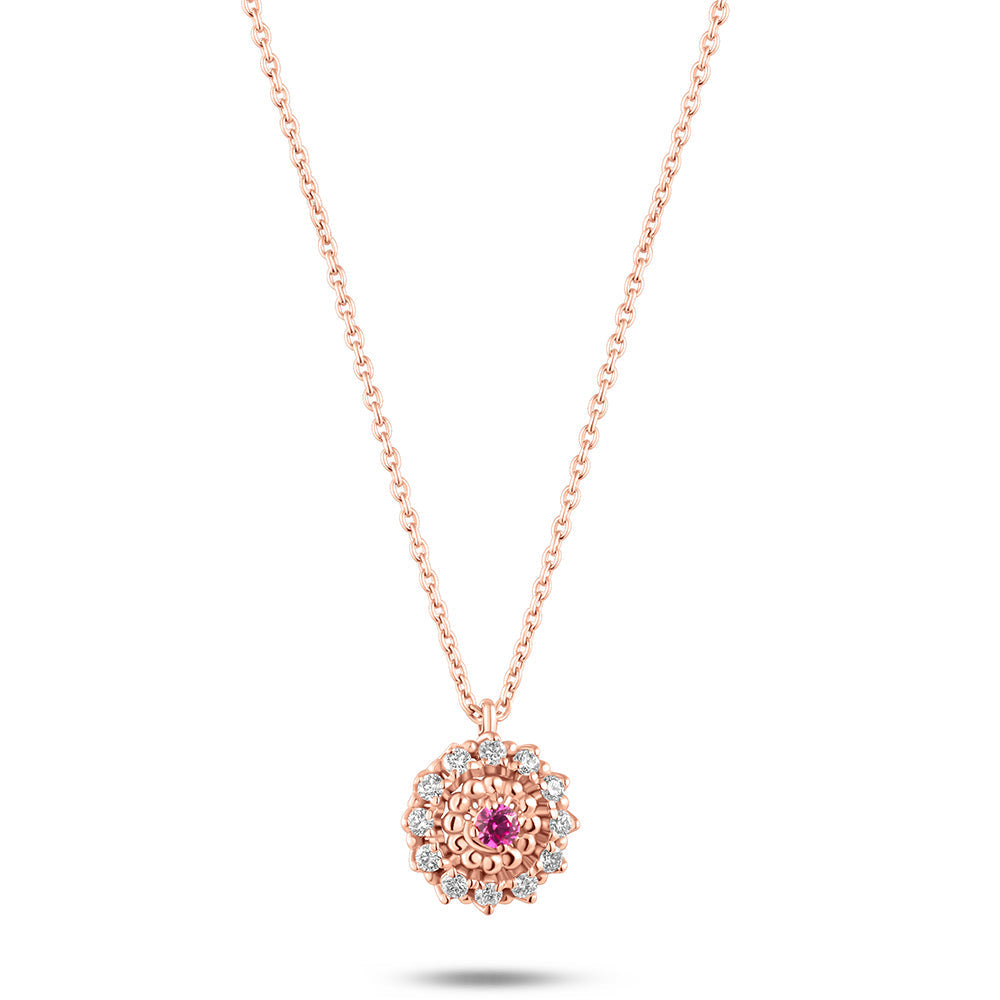 18K Belov'd Diamond Necklace Pink Amethyst Stone - S-H078PS