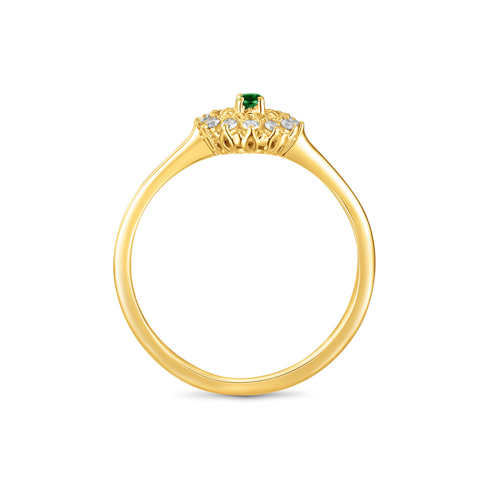 18K Belov'd Diamond Ring Emerald Stone - S-H078RS