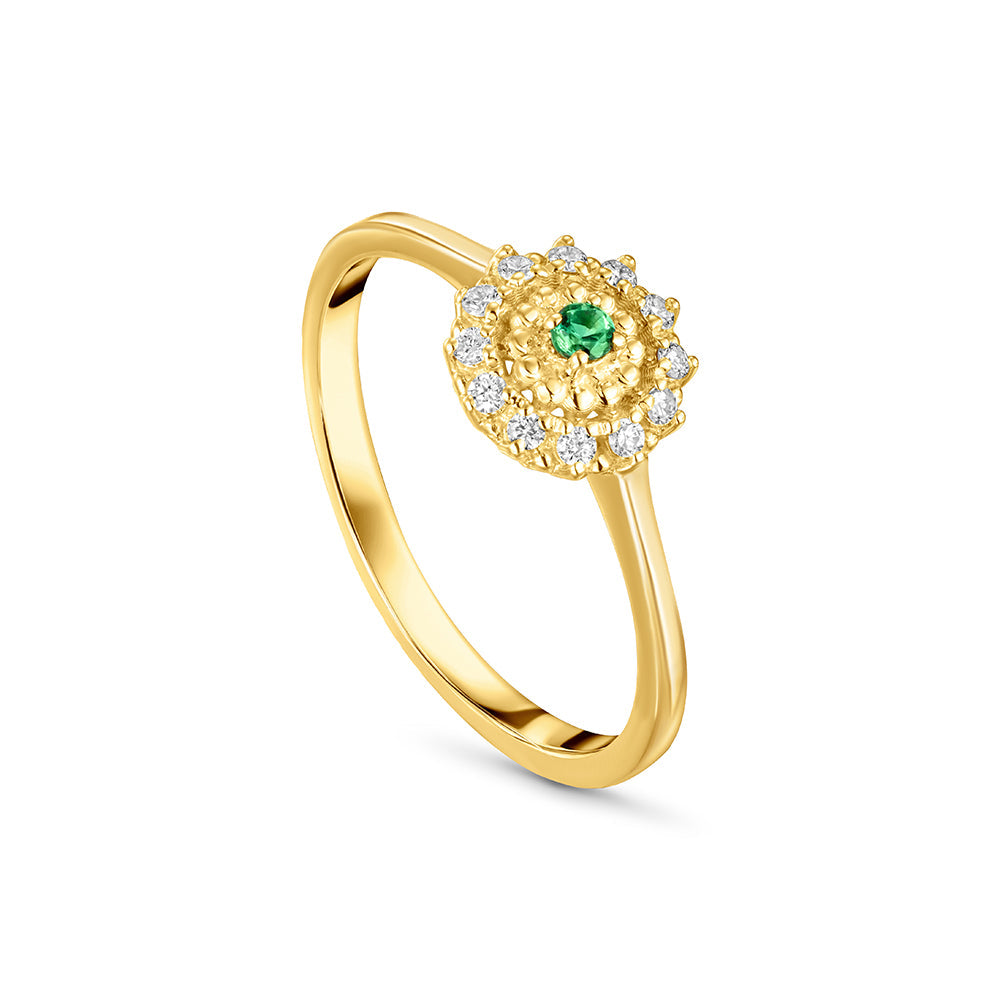 18K Belov'd Diamond Ring Emerald Stone - S-H078RS