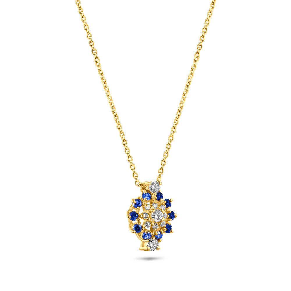 18K Belov'd Diamond Necklace Sapphire Stone - S-H079PS
