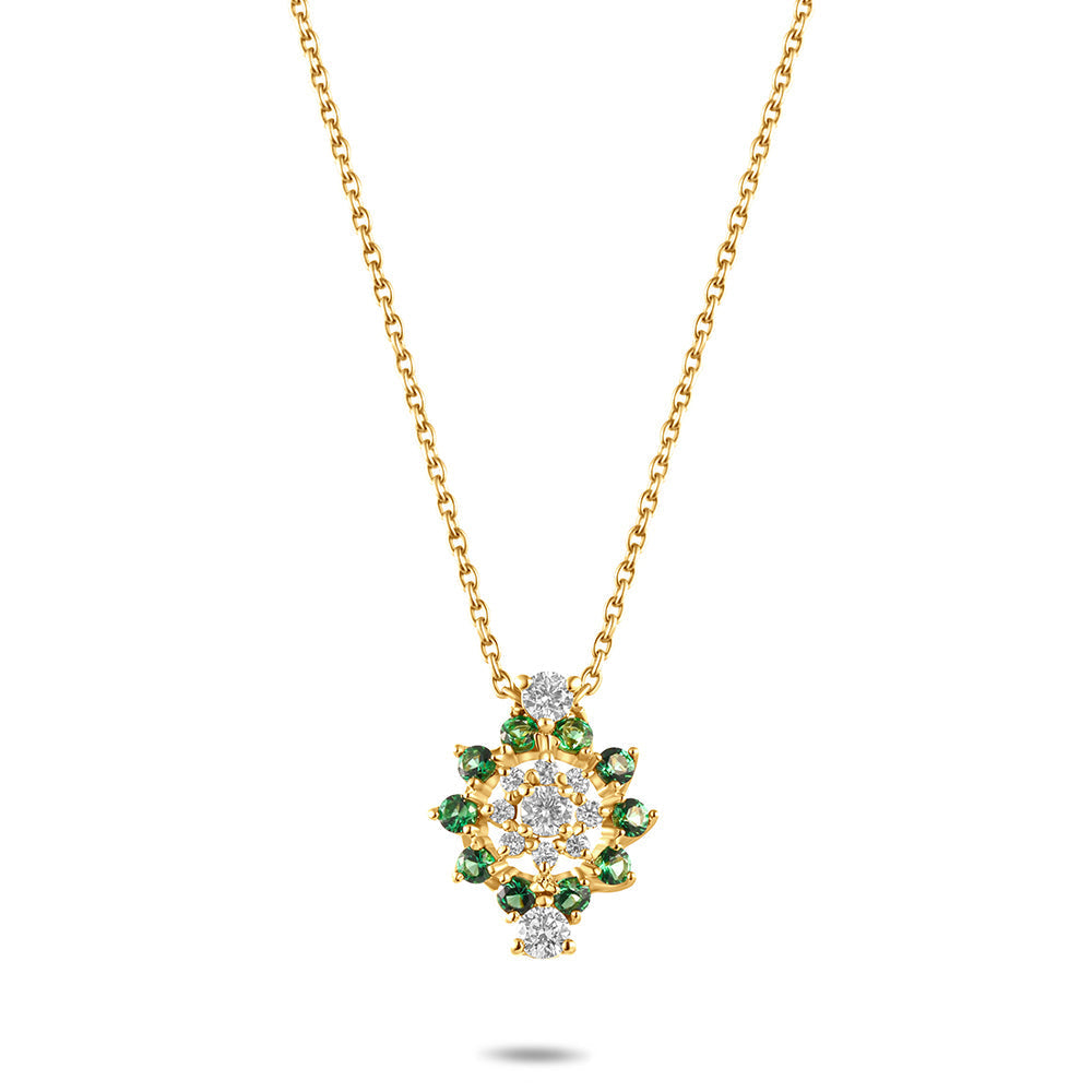 18K Belov'd Diamond Necklace Emerald Stone - S-H079PS