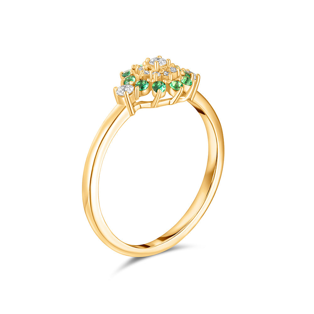 18K Belov'd Diamond Ring Emerald Stone - S-H079RS