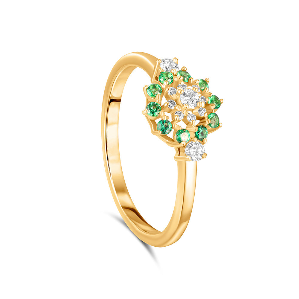 18K Belov'd Diamond Ring Emerald Stone - S-H079RS