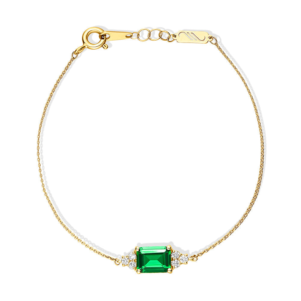 18K Belov'd Diamond Bracelet Emerald Stone - S-H081BS