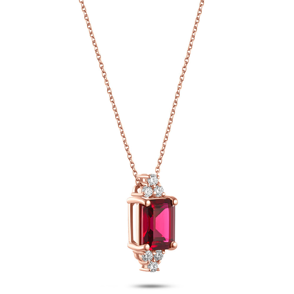 18K Belov'd Diamond Necklace Ruby Stone - S-H081PS
