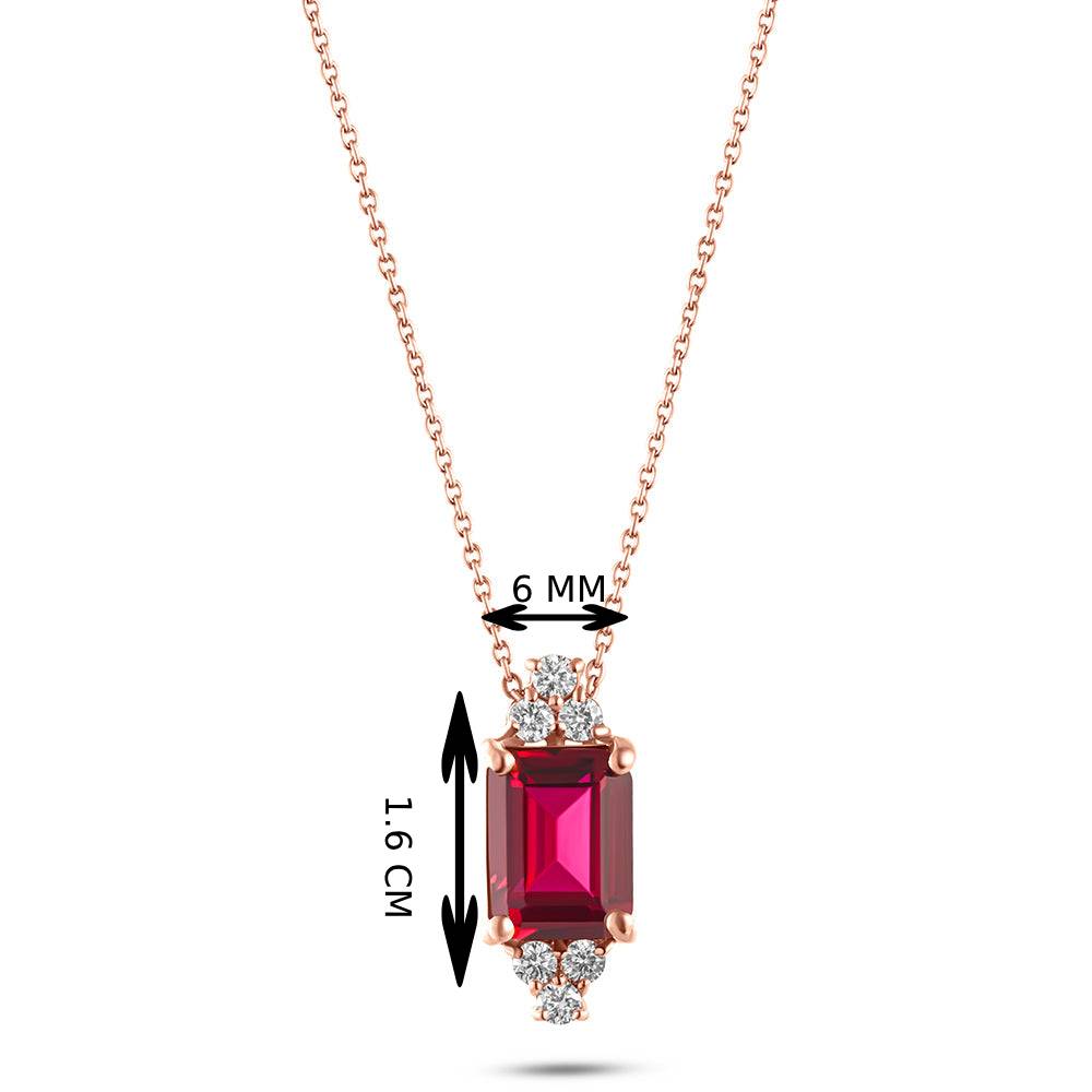 18K Belov'd Diamond Necklace Ruby Stone - S-H081PS