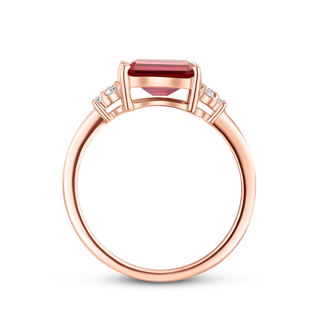 18K Belov'd Diamond Ring Ruby Stone - S-H081RS