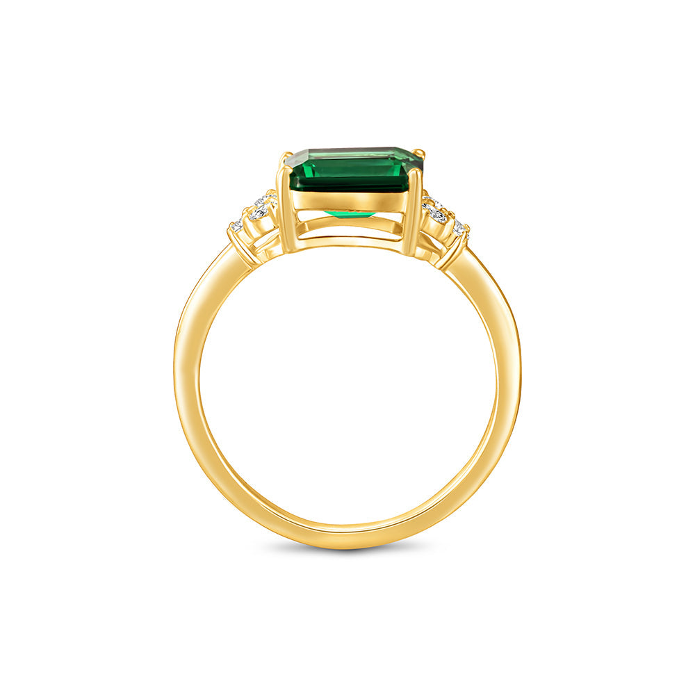 18K Belov'd Diamond Ring Emerald Stone - S-H081RS