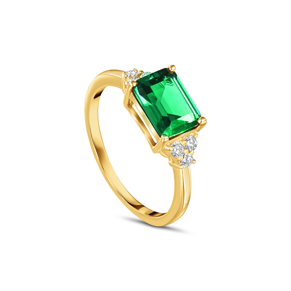 18K Belov'd Diamond Ring Emerald Stone - S-H081RS