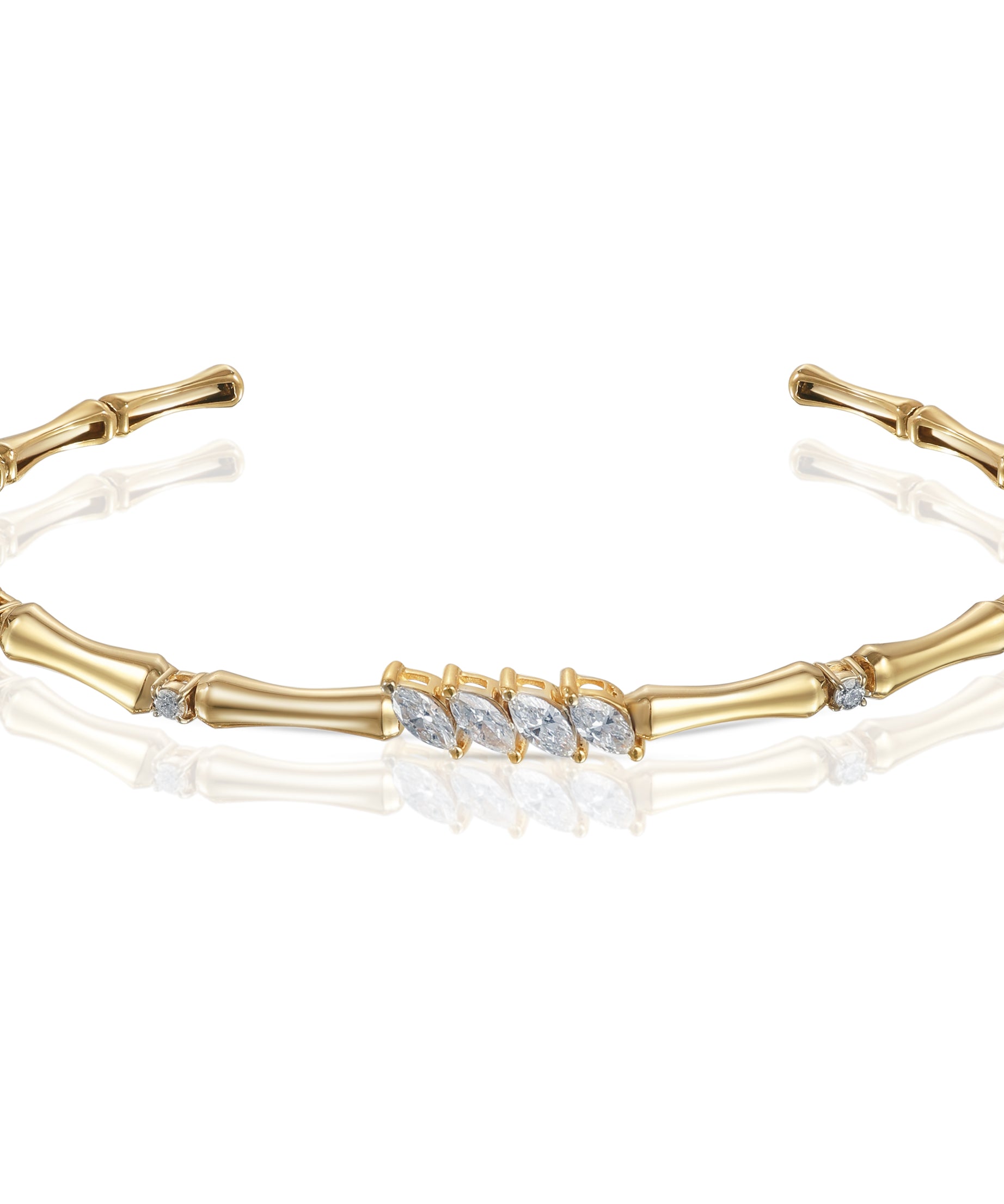 18k Yellow Gold Fortune Marquise Diamond Bangle - S-H091BX