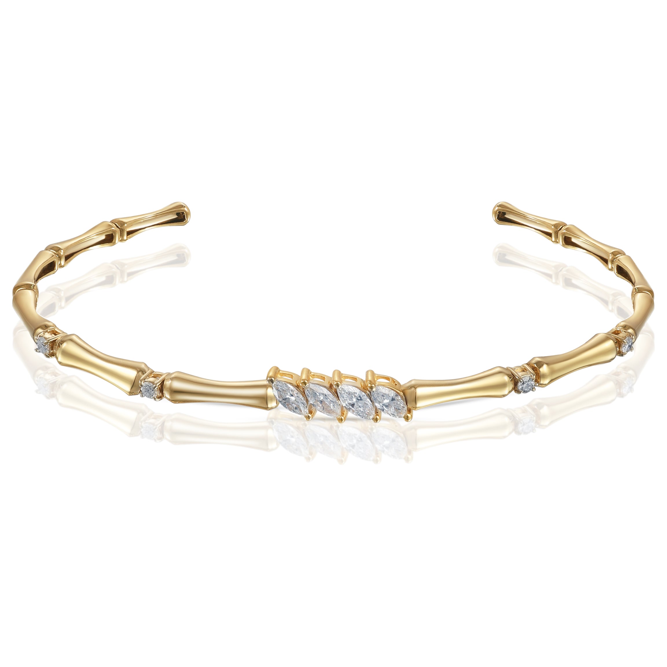18k Yellow Gold Fortune Marquise Diamond Bangle - S-H091BX