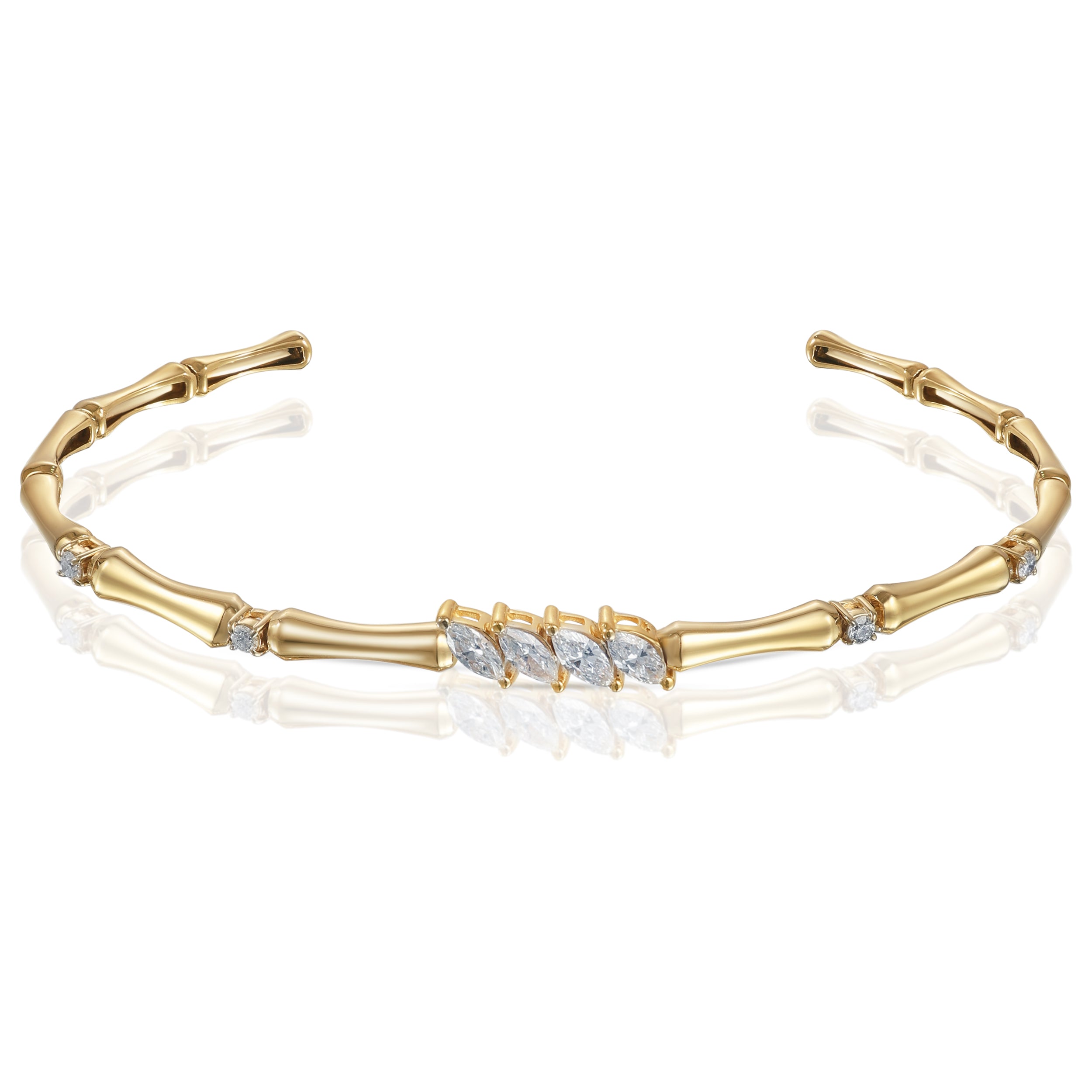 18k Yellow Gold Fortune Marquise Diamond Bangle - S-H091BX