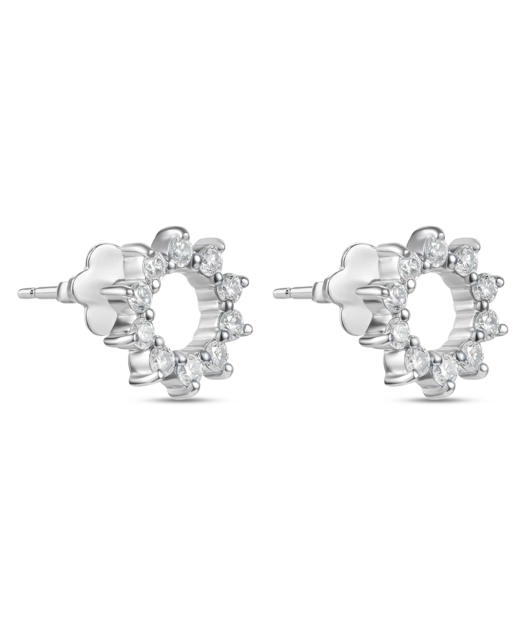 18K White Gold Diamond Open Circle Earring - S-H095ES