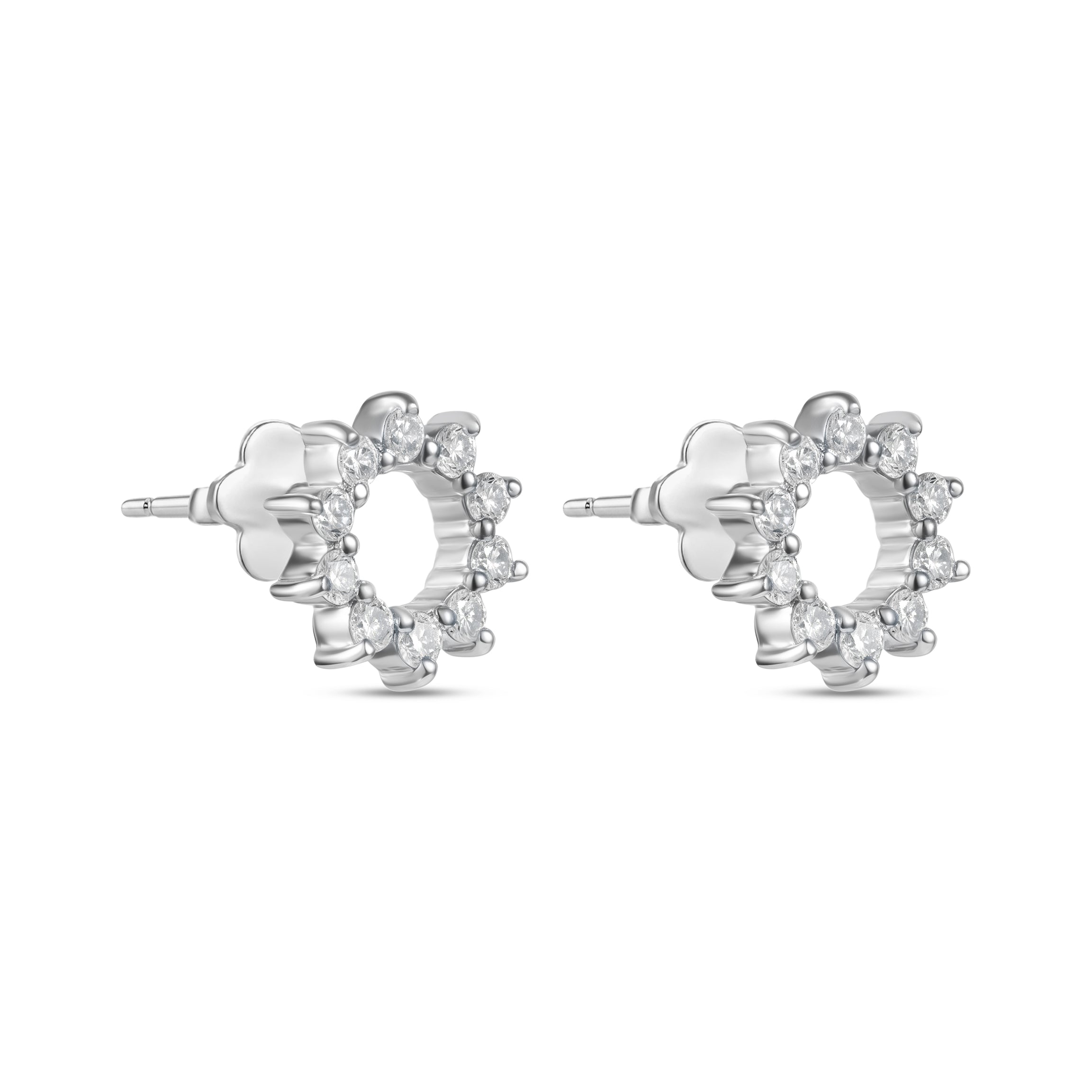 18K White Gold Diamond Open Circle Earring - S-H095ES