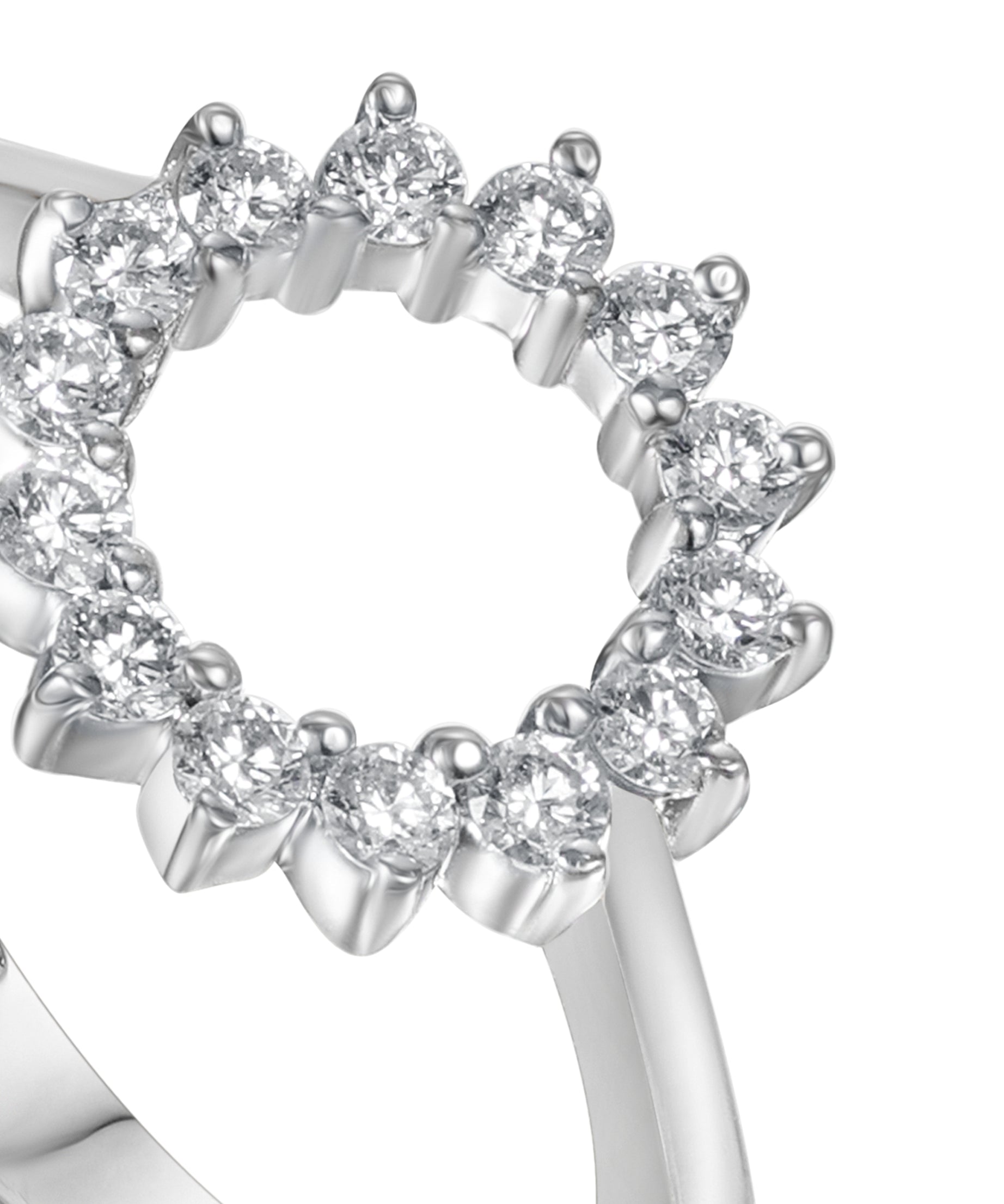 18K White Gold Diamond Open Circle Ring - S-H095RS