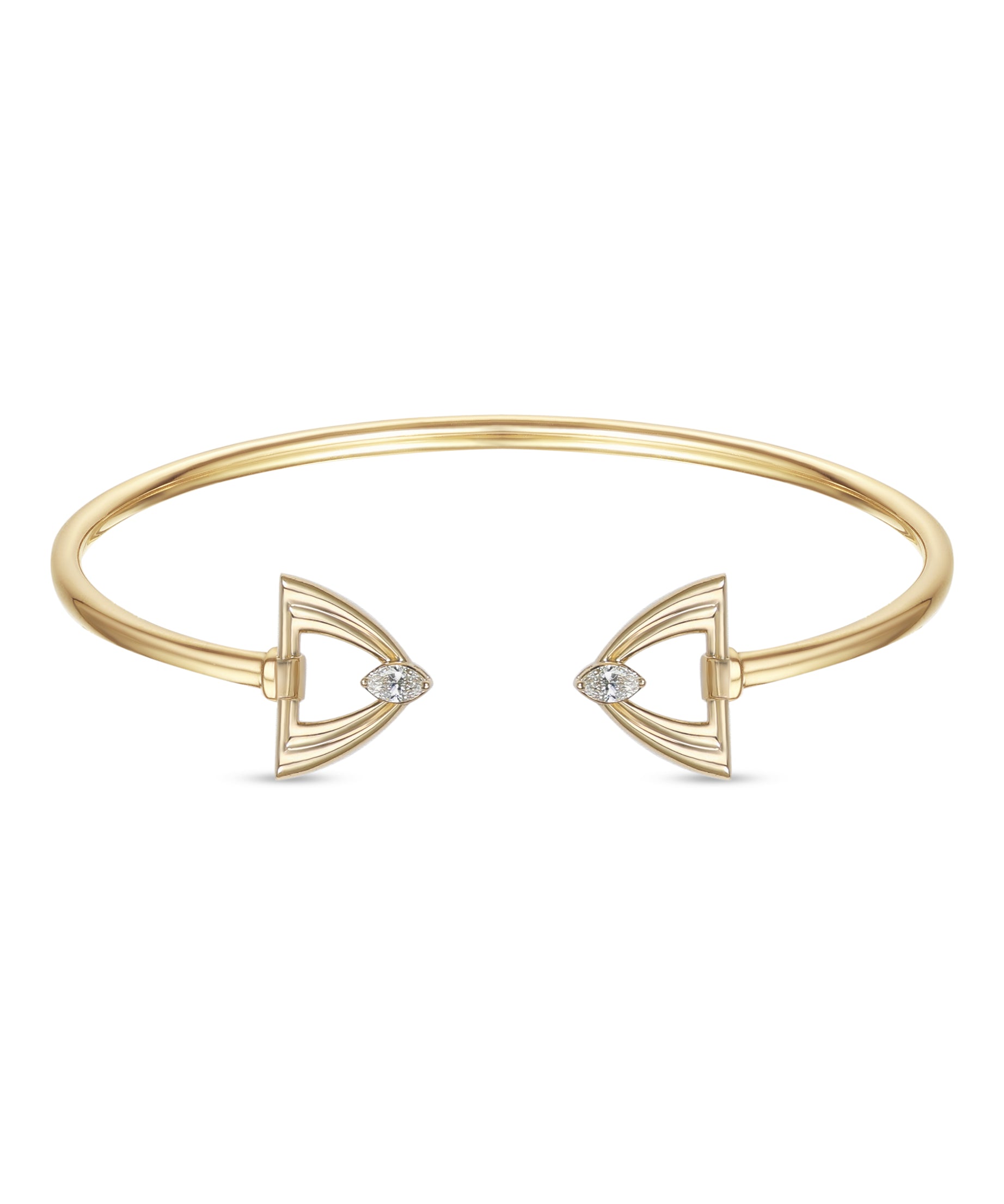 LINEA Triangle 18k Yellow Gold Bangle with Center Diamond - S-H102BS