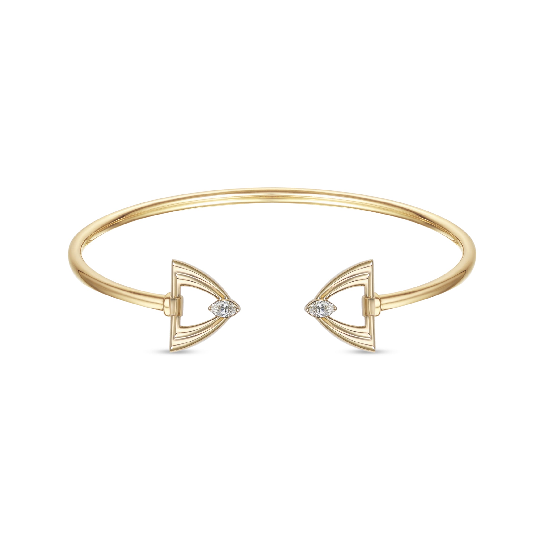 LINEA Triangle 18k Yellow Gold Bangle with Center Diamond - S-H102BS