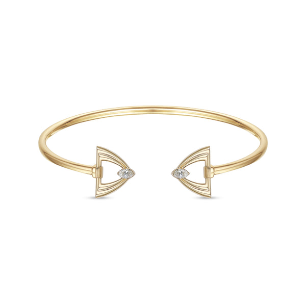 LINEA Triangle 18k Yellow Gold Bangle with Center Diamond - S-H102BS