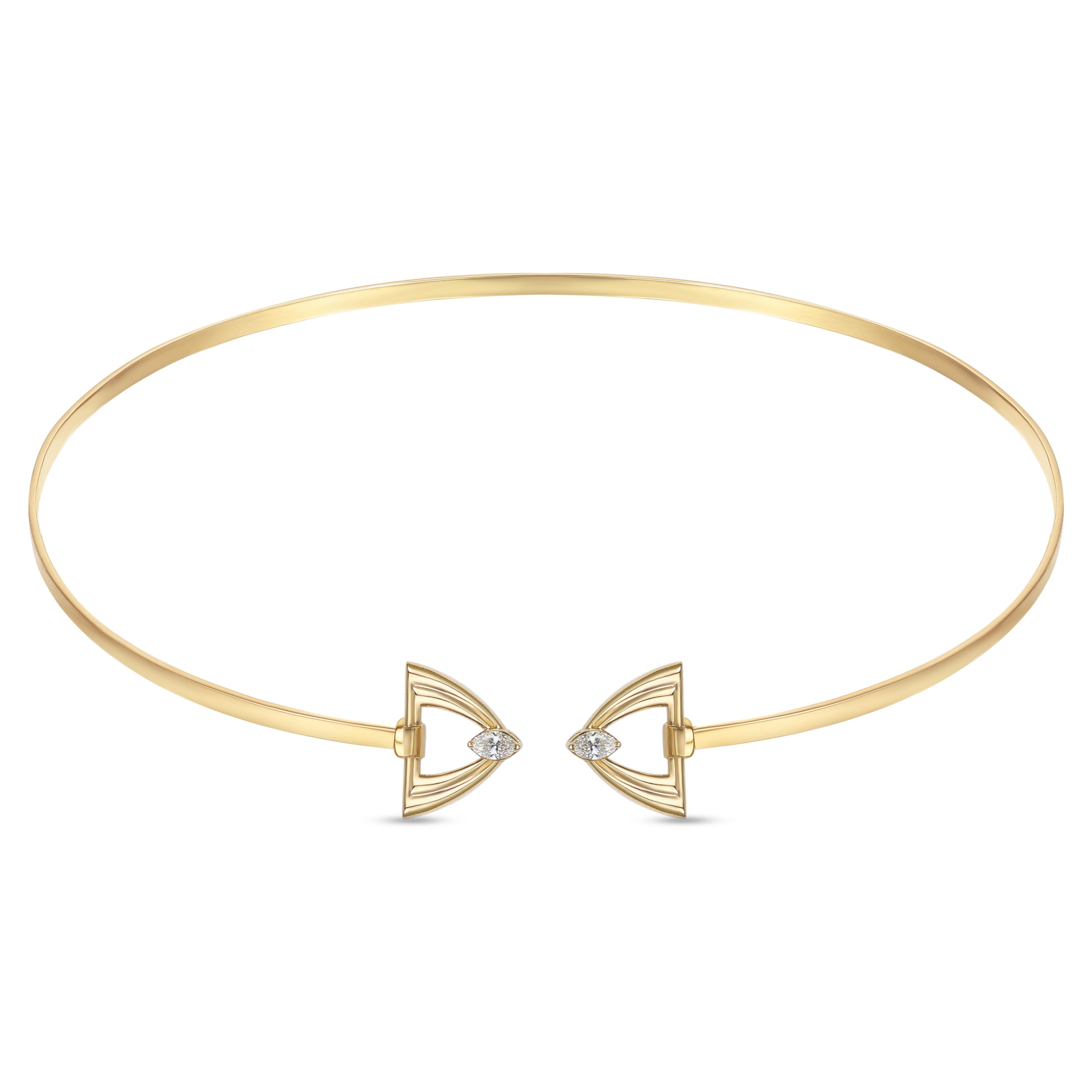 LINEA Triangle 18k Yellow Gold Choker with Center Diamond - S-H102NS