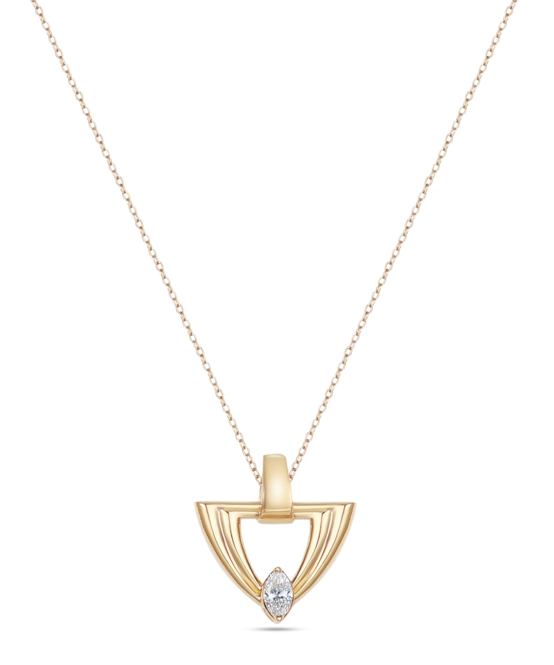 LINEA Triangle 18k Yellow Gold Pendant with Center Diamond - S-H102PS