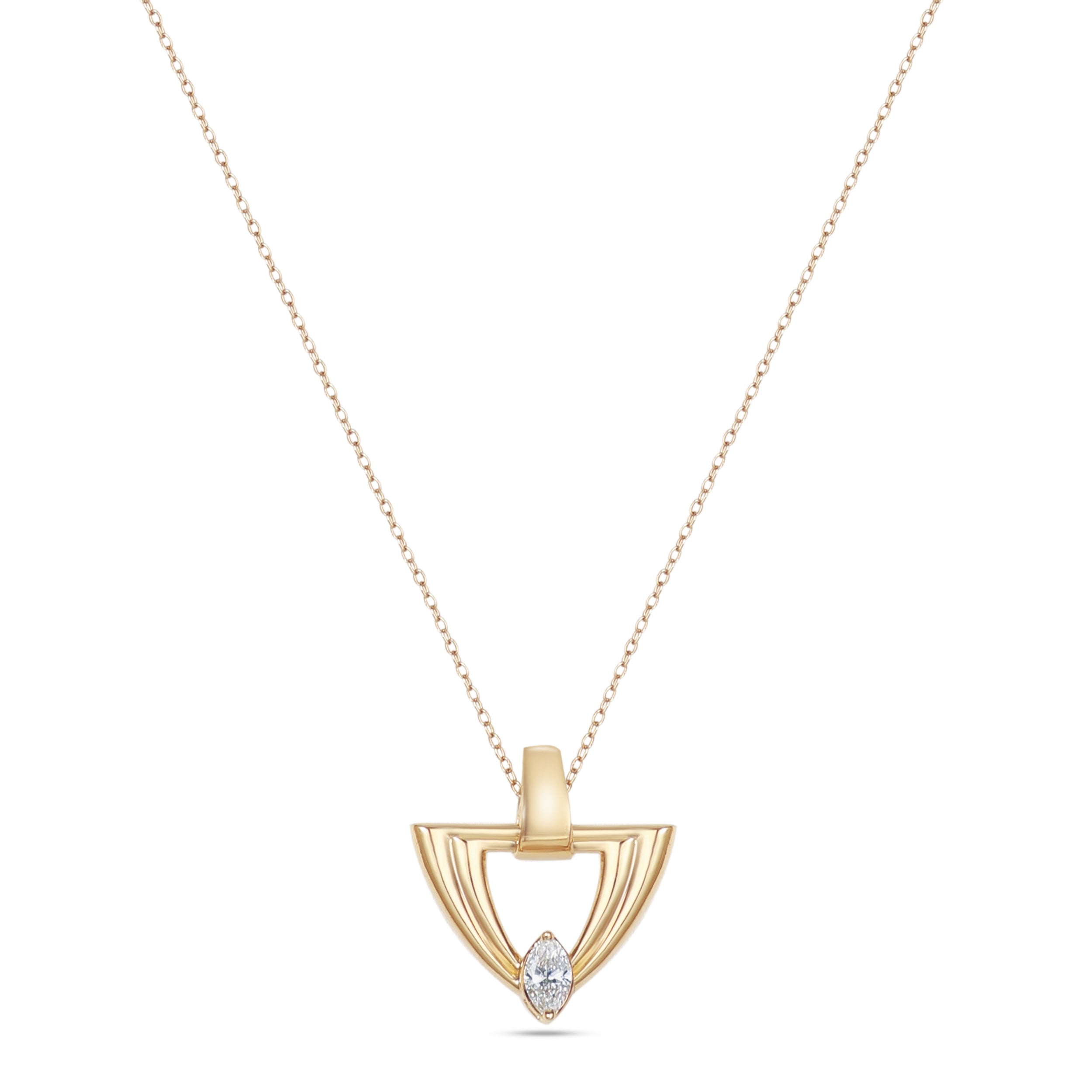 LINEA Triangle 18k Yellow Gold Pendant with Center Diamond - S-H102PS