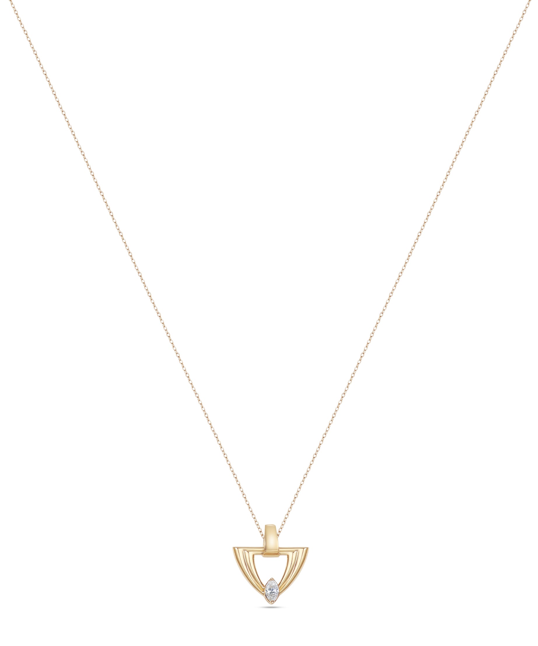 LINEA Triangle 18k Yellow Gold Pendant with Center Diamond - S-H102PS