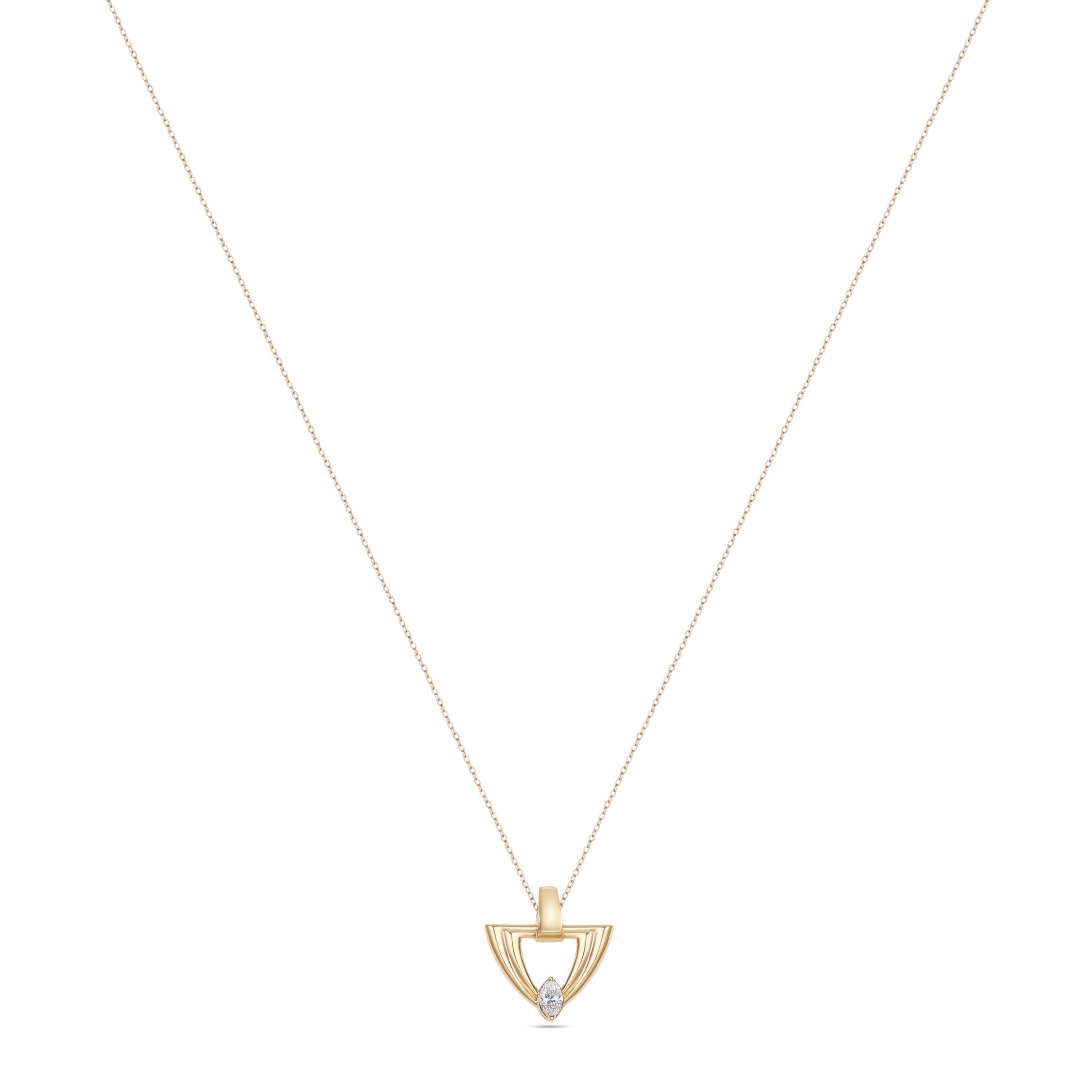 LINEA Triangle 18k Yellow Gold Pendant with Center Diamond - S-H102PS