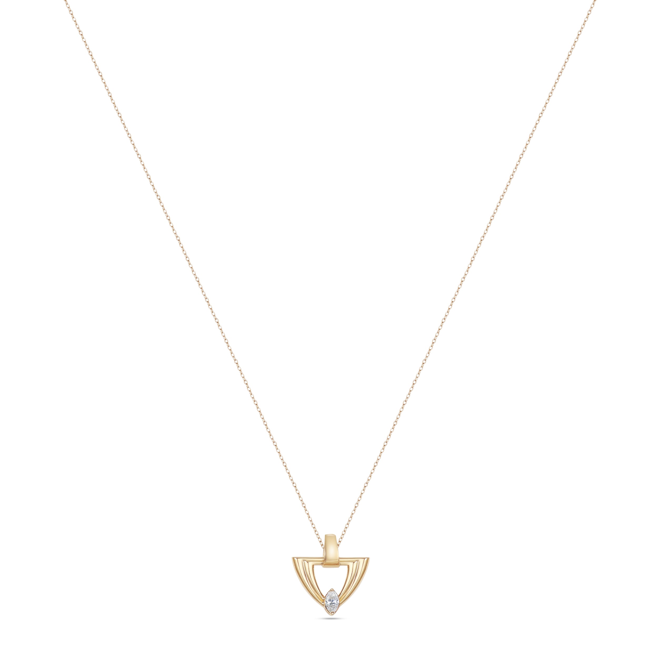 LINEA Triangle 18k Yellow Gold Pendant with Center Diamond - S-H102PS