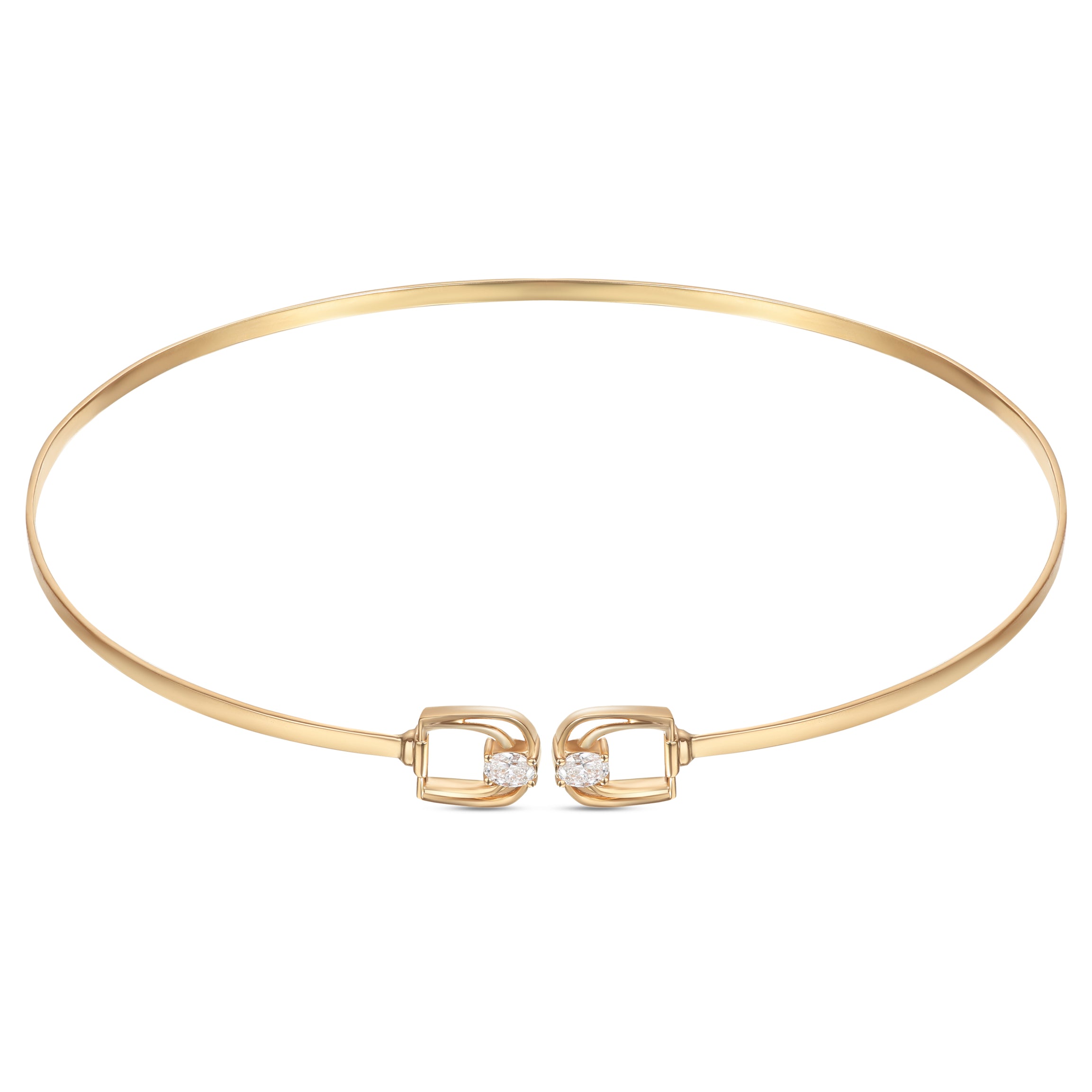 LINEA Double Horsebit 18k Rose Gold Choker with Center Diamond - S-H103NS