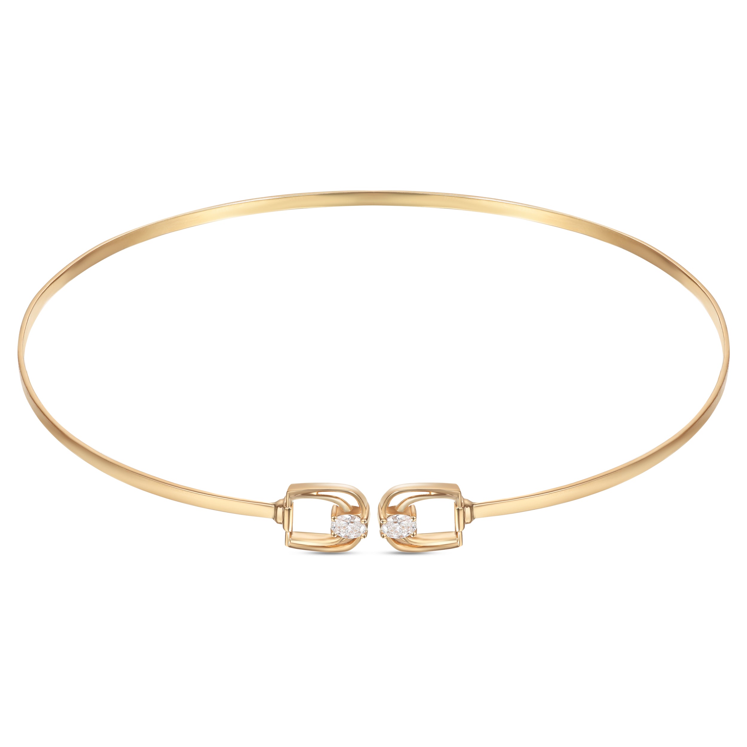 LINEA Double Horsebit 18k Rose Gold Choker with Center Diamond - S-H103NS